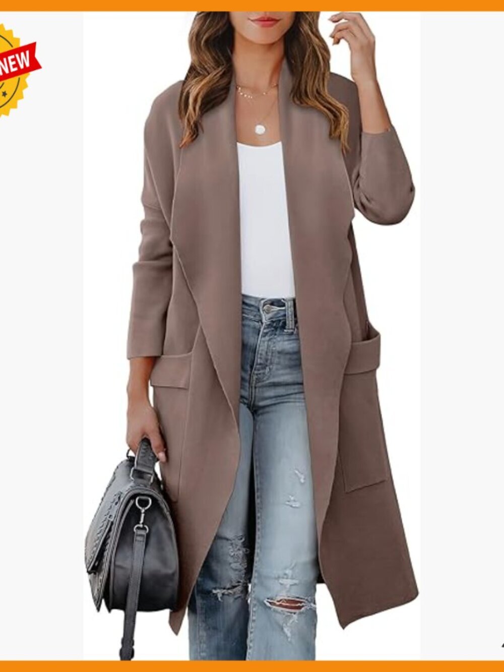 Oversized Long Cardigan Sweater, Loose Fit, Open Front, Medium Weight Knit